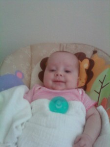 Julie spends most of her awake time in the bouncer