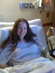 Sarah looks pretty good for just having delivered Julie without pain meds!
