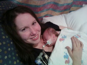 Sarah's 1st time to hold Julie