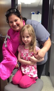 Superhero dentist got Julie to sit through a cleaning procedure. Wehoo!